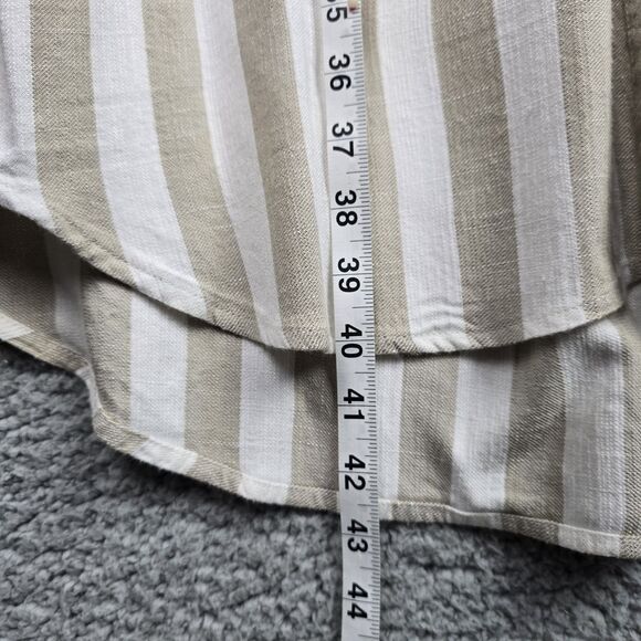 Sharagano Shirt Dress Womens 22W Taupe Ivory Button Up Pockets Stripes  Y2K - Picture 9 of 14